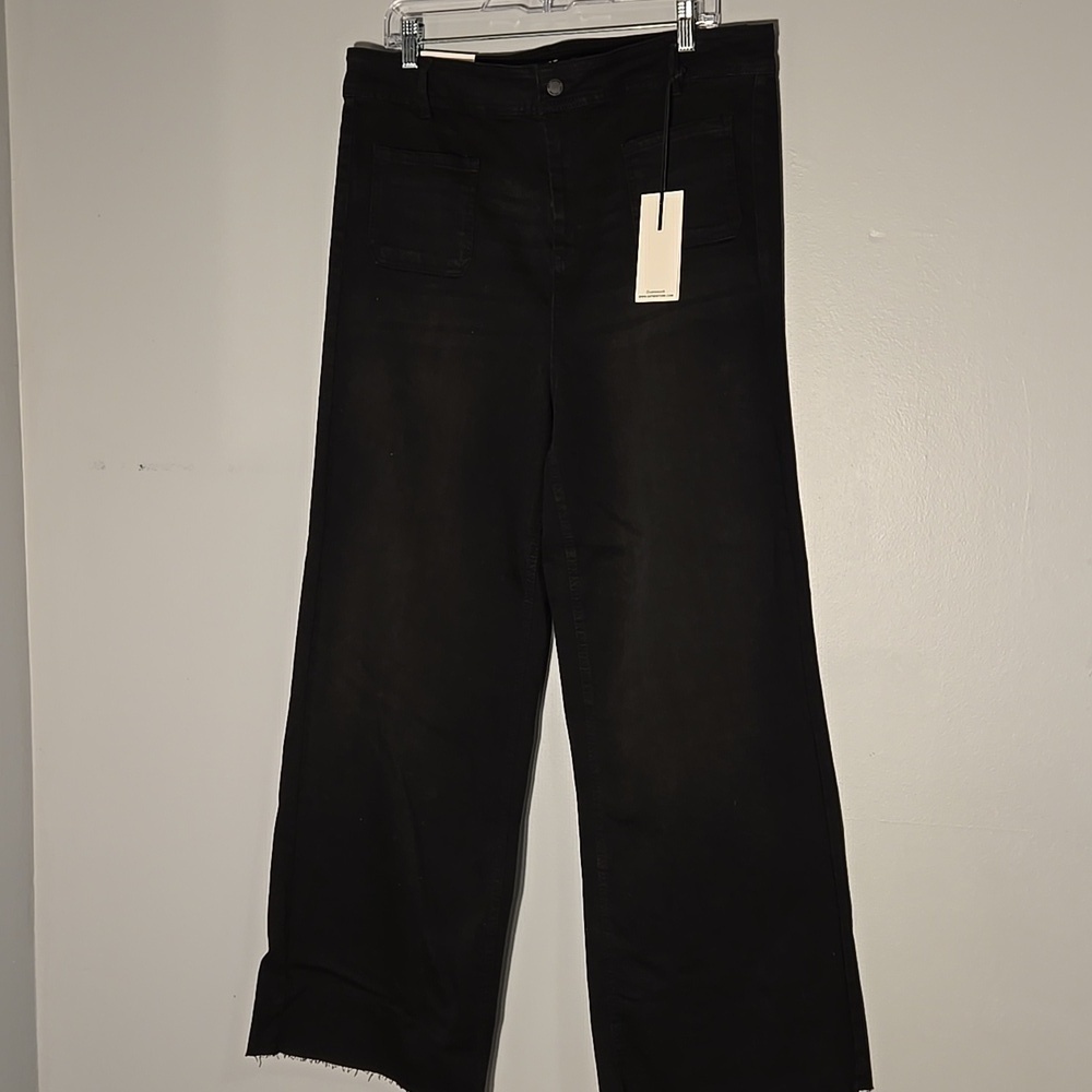 OAT New York Black High Rise Wide Leg Stretchy Pants Size 24W